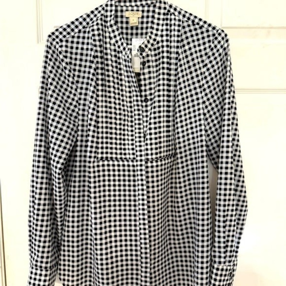 NWT Women's‎ J. Crew Pleated Gingham Button Down Shirt